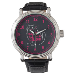 First Of All I'm A Delight Roaring Black Cat Watch