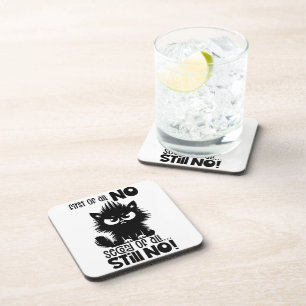 First Of All, No Funny Cat Lover Gift  Beverage Coaster