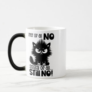 First Of All, No Funny Cat Lover Gift Color Morph Mug
