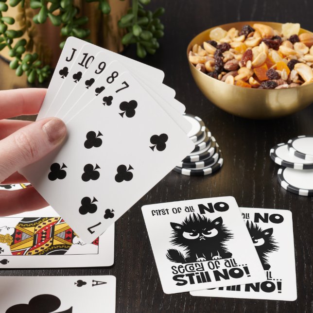 First Of All, No Funny Cat Lover Gift  Poker Cards (In Situ)