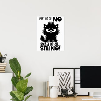 First Of All, No Funny Cat Lover Gift  Poster
