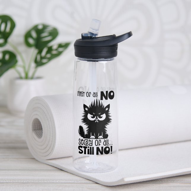 First Of All, No Funny Cat Lover Gift  Water Bottle (Yoga (Rotated))