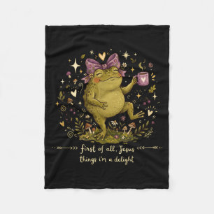 First Of Jesus Thinks A Delight Frog Meme Graphic Fleece Blanket