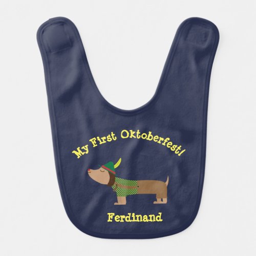 First Oktoberfest Lederhosen Cute Dog Dachshund  Baby Bib