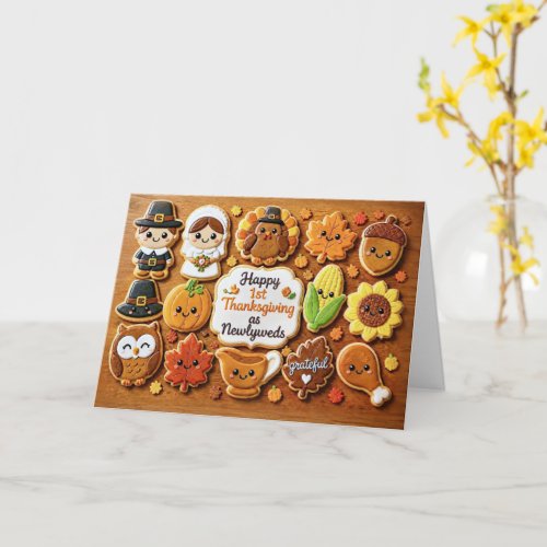 First or 1st Thanksgiving as Newlyweds Married Card