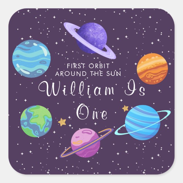 First Orbit Around the Sun Space Birthday Sticker  (Front)