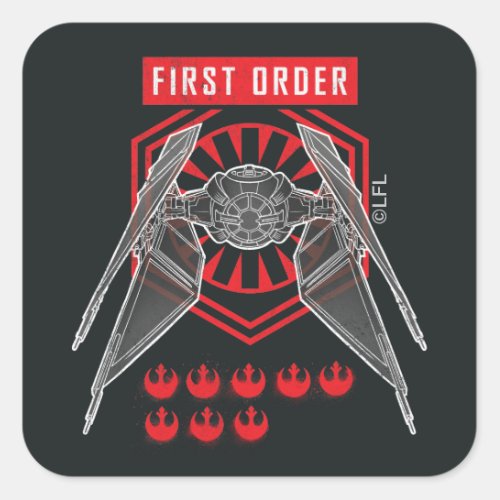 First Order TIE Silencer Battle Tally Graphic Square Sticker