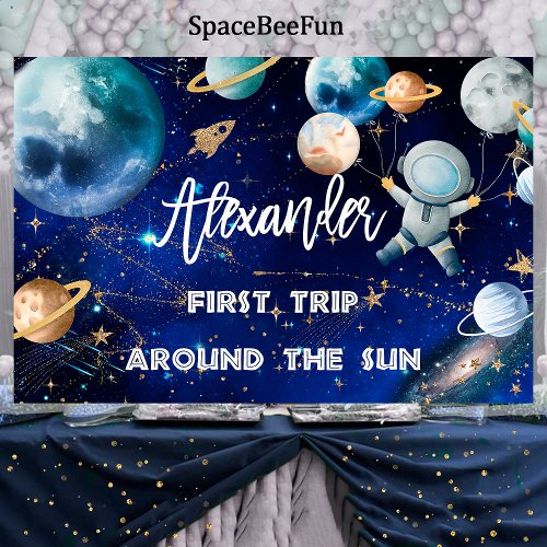 First Outer Space Backdrop Banner Birthday Welcome