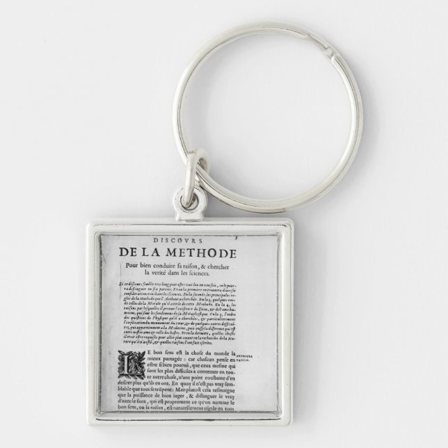 First page of 'Discours de la Methode' by Rene Keychain (Front)