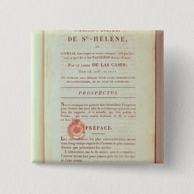 First page of 'Memorial de Sainte-Helene' Button (Front)