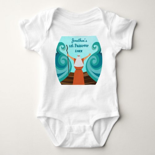First Passover Custom Baby Name Year Cute Moses  B Baby Bodysuit
