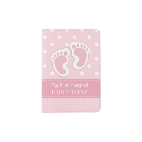 first passport baby girl footprints pink custom passport holder