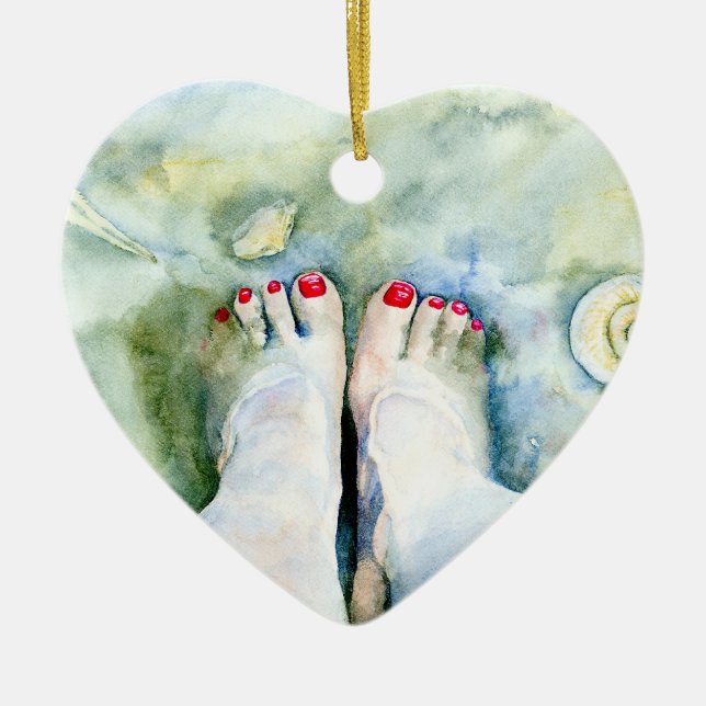 First Pedicure Ceramic Ornament (Front)