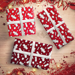 First Period Party Red White Tampon Pad Pattern Wrapping Paper Sheets