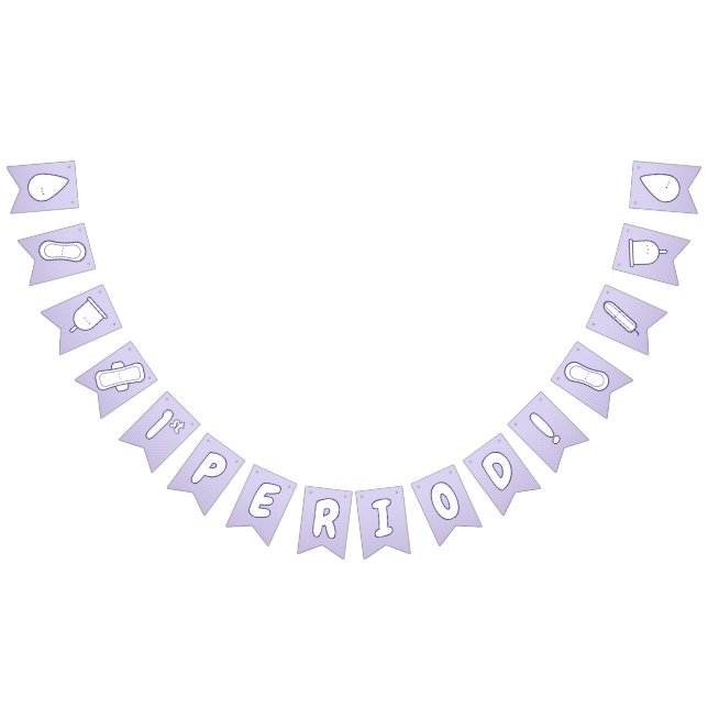 First Period Pastel Purple Cute Tampon Pad Pattern Bunting Flags (All)