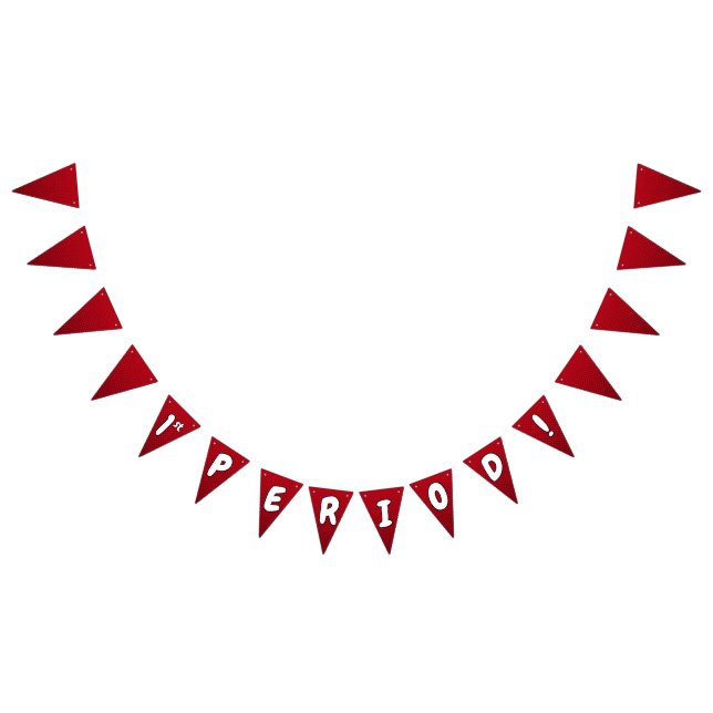First Period Red White Cute Bubble Text Bunting Flags (All)