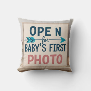 First Photo : Open for Baby’s Milestone Moments Throw Pillow