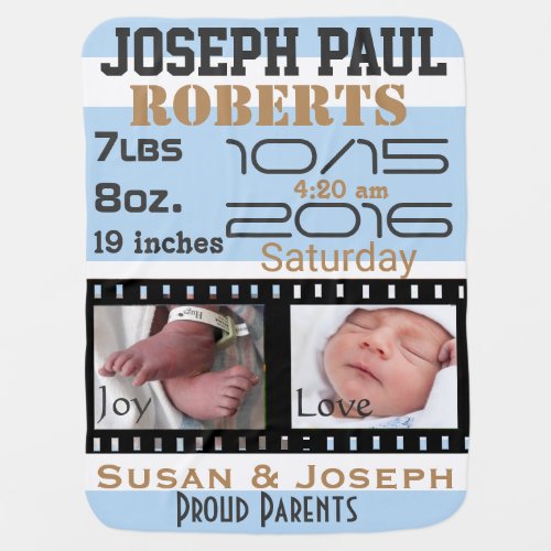 First Photos Film Strip Personalized Baby Blanket