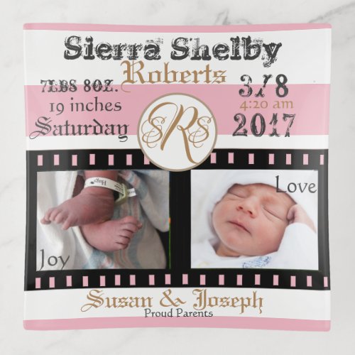 First Photos Film Strip Personalized Baby keepsake Trinket Tray