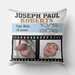 First Photos Film Strip Personalized Baby Pictures Throw Pillow