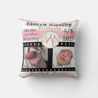 First Photos Film Strip Personalized Baby Pink Throw Pillow