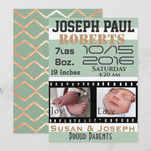 First Photos Film Strip Personalized Baby Thank You Card