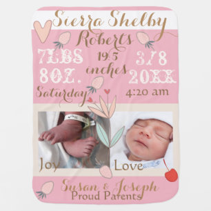 First Photos Strawberry Baby Birth Stats Blanket