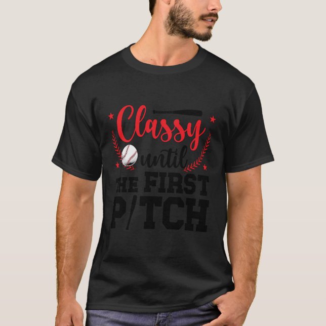 First Pitch Baseball Pitcher Mom Of A Baseball Pit T-Shirt (Front)