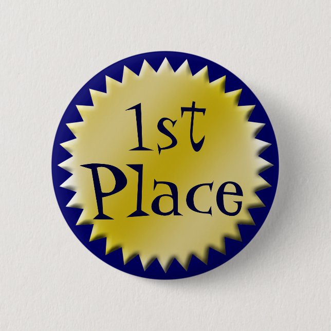 First Place Award Button, Customizable Pinback Button (Front)
