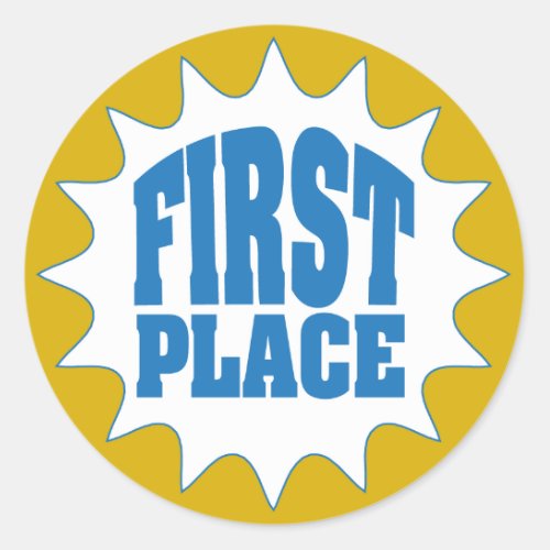 First Place Award Classic Round Sticker