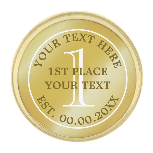 First Place Gold medal lapel pin for champions (Front)