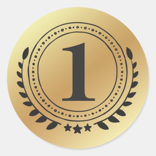 First Place Honor Gold Medal With Gold Gradient Classic Round Sticker