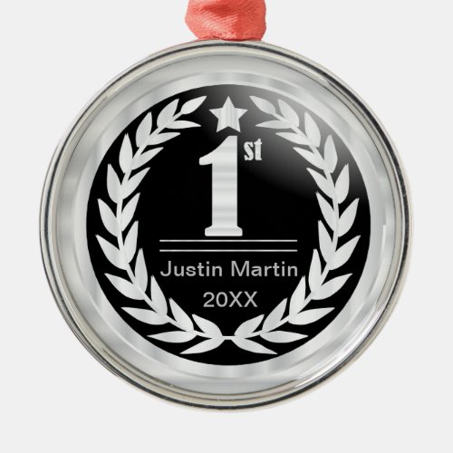 First Place in Black and White Medal Award Metal Ornament
