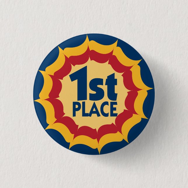 First Place Ribbon Winner Badge Button (Front)
