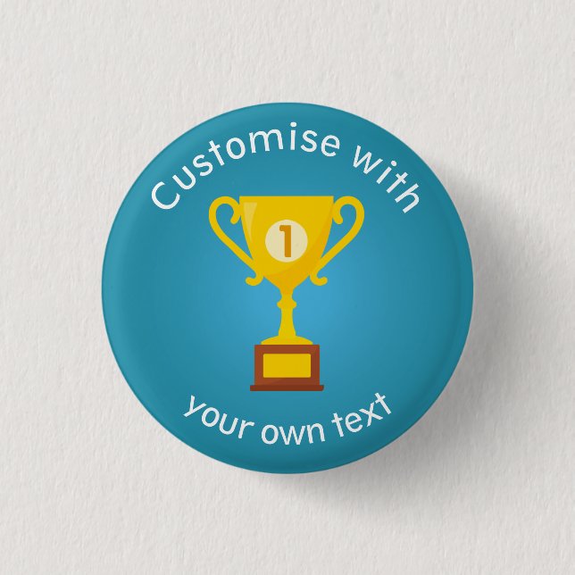 First Place Trophy Custom Text Button (Front)