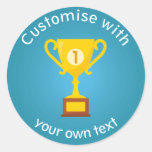 First Place Trophy Custom Text Classic Round Sticker