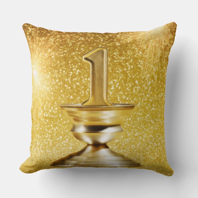 First Place Trophy Throw Pillow (Front)