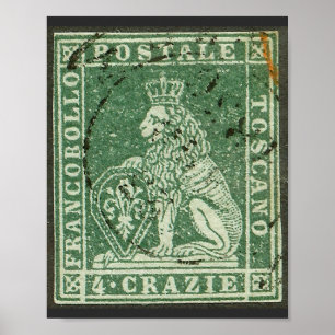 First postage stamp - Tuscany (1851) Poster
