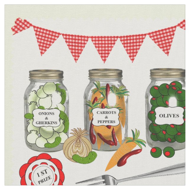 First Prize Home Made Pickles Theme Fabric (Close Up)