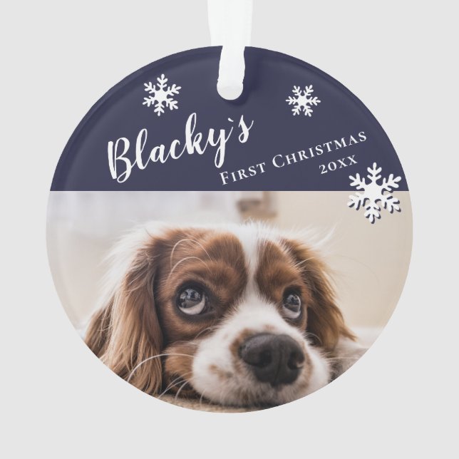 First Puppy Christmas Dog Name and Photo   Ornament (Back)