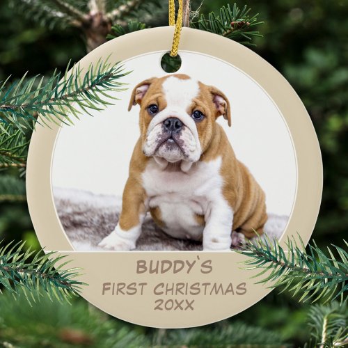 First Puppy Christmas Personalized Pet Photo Ceramic Ornament