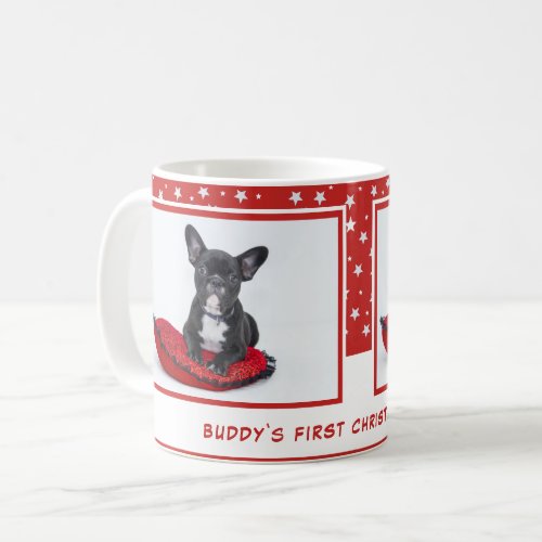 First Puppy Christmas Red Personalized Pet Photo Coffee Mug