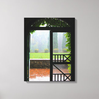 First Rain, Ivy and Brick Wrapped Canvas Print