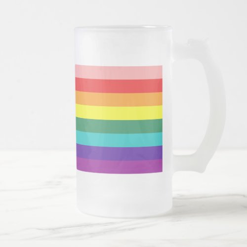 First Rainbow Pride Flag Frosted Glass Beer Mug