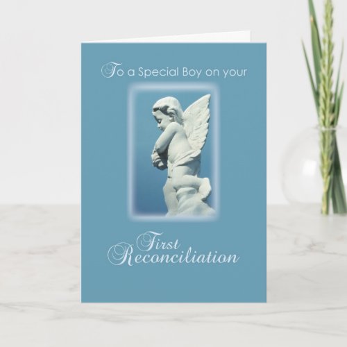 First Reconciliation Card for Catholic Boy Angel