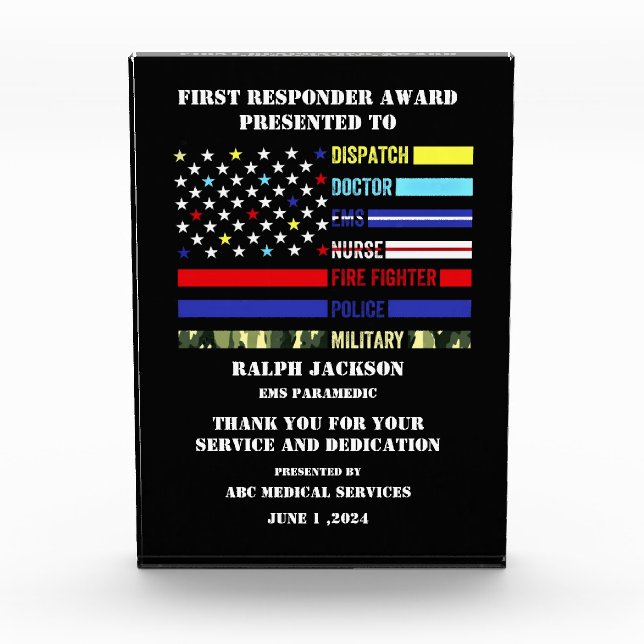 First Responder  Acrylic Award (Front)