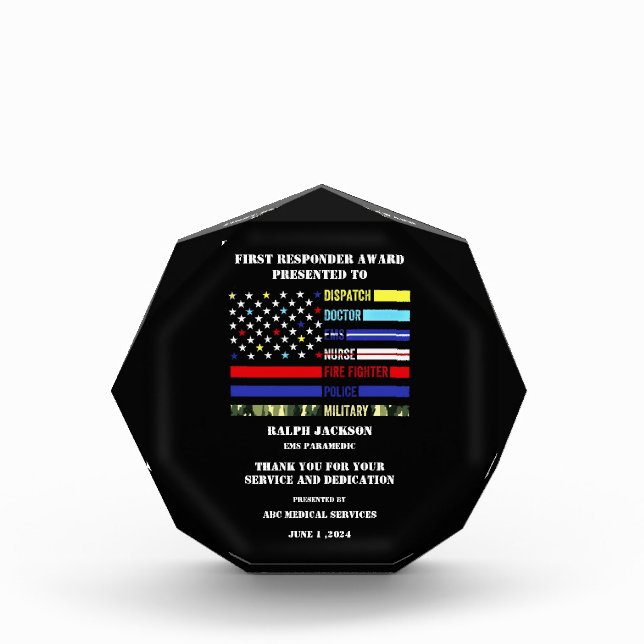 First Responder Acrylic Award (Front)
