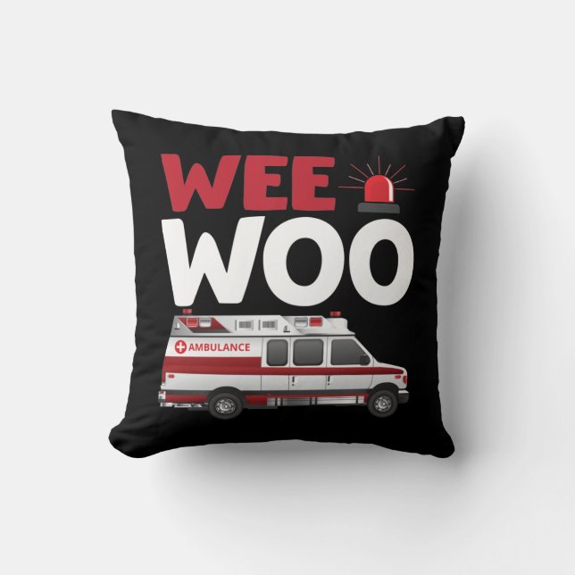 First Responder Ambulance Car Aid Ems vehicle Throw Pillow (Front)