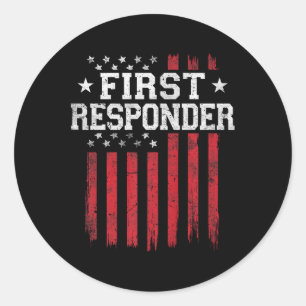 First Responder American Flag Usa Patriot Patrioti Classic Round Sticker
