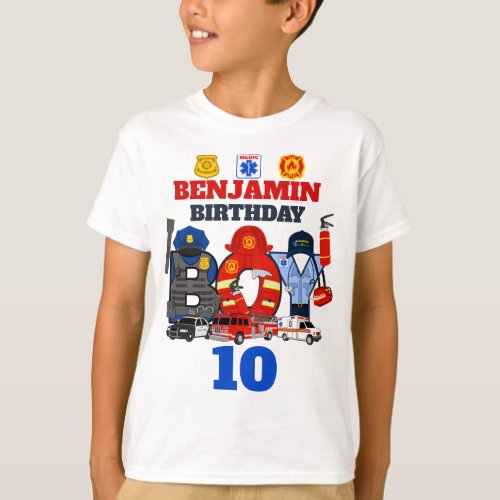 First Responder Birthday Boy  custom age T_Shirt